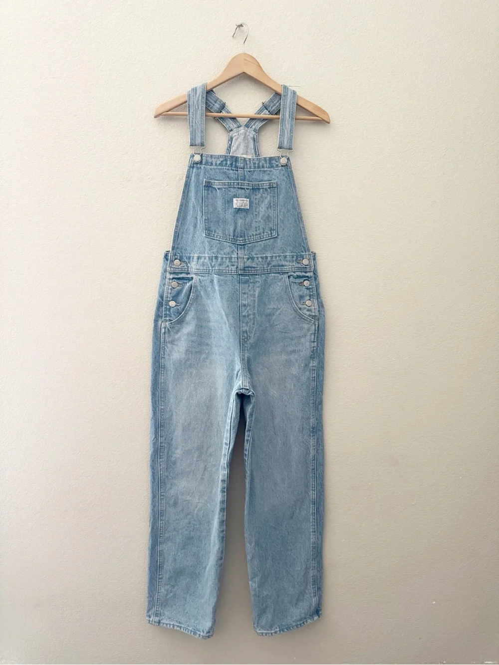 Levis Vintage Straight Denim Overalls Light Wash What A Delight Jean Classic 90s - Picture 7 of 14